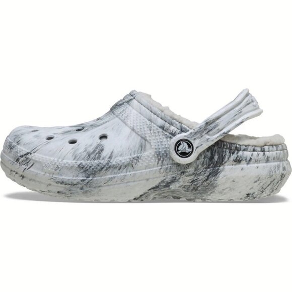 NEW Crocs Sizes 6-10 Women's Classic Lined Watercolor Marbled Clog - Grey Swirl - Picture 4 of 7